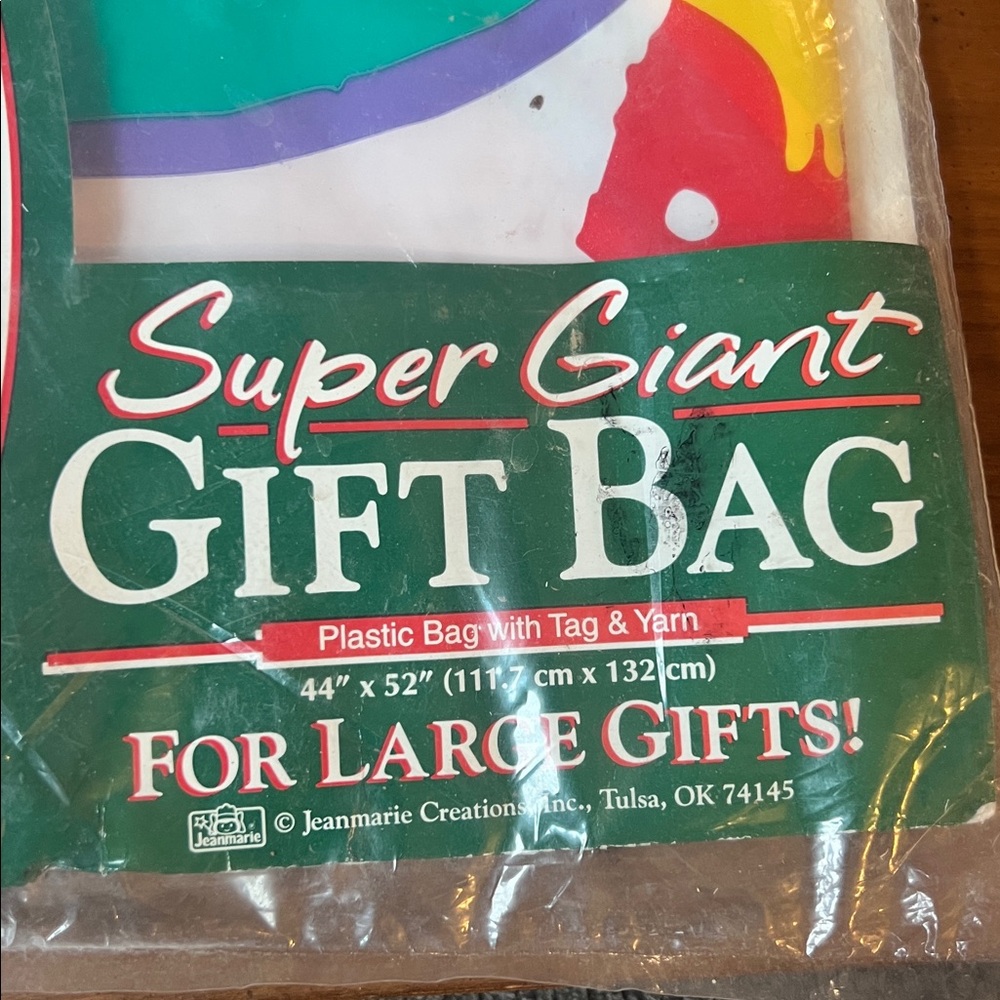 Vintage Christmas Super Giant Gift Bag With Tag 44” X 52” skating polar bear - Picture 6 of 6
